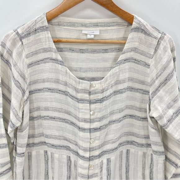 Pure Jill Linen Cotton Striped Button Down Lagenlook 3/4 Sleeve Shirt Tunic XS - Picture 3 of 10